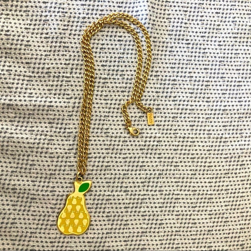 FOXY  Necklace Yellow Pear with Gold Tone Chain